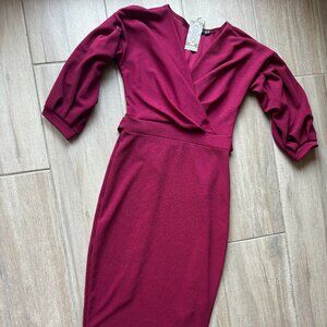 NWT Burgundy Dress w/sleeves - Women's Size 10